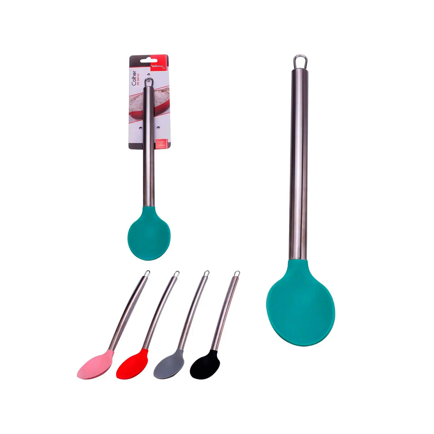 COLHER SILICONE CABO METAL WELLMIX