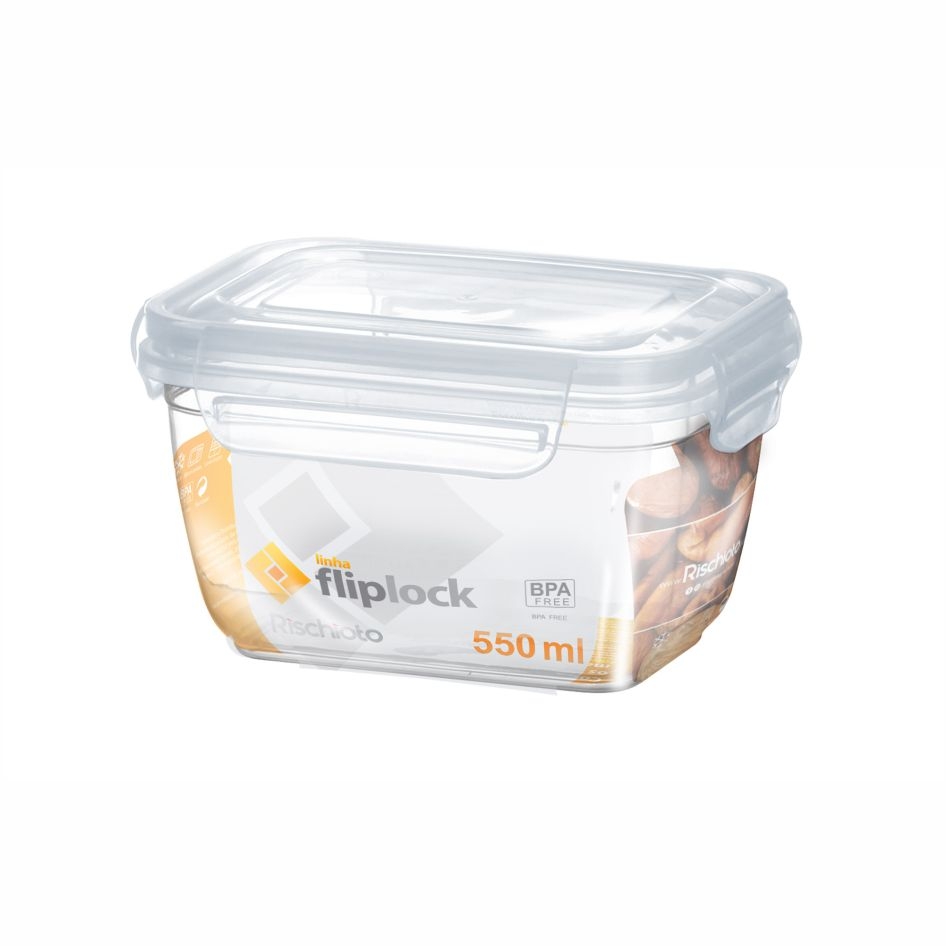 POTE RETANGULAR ALTO FLIPLOCK 550ML
