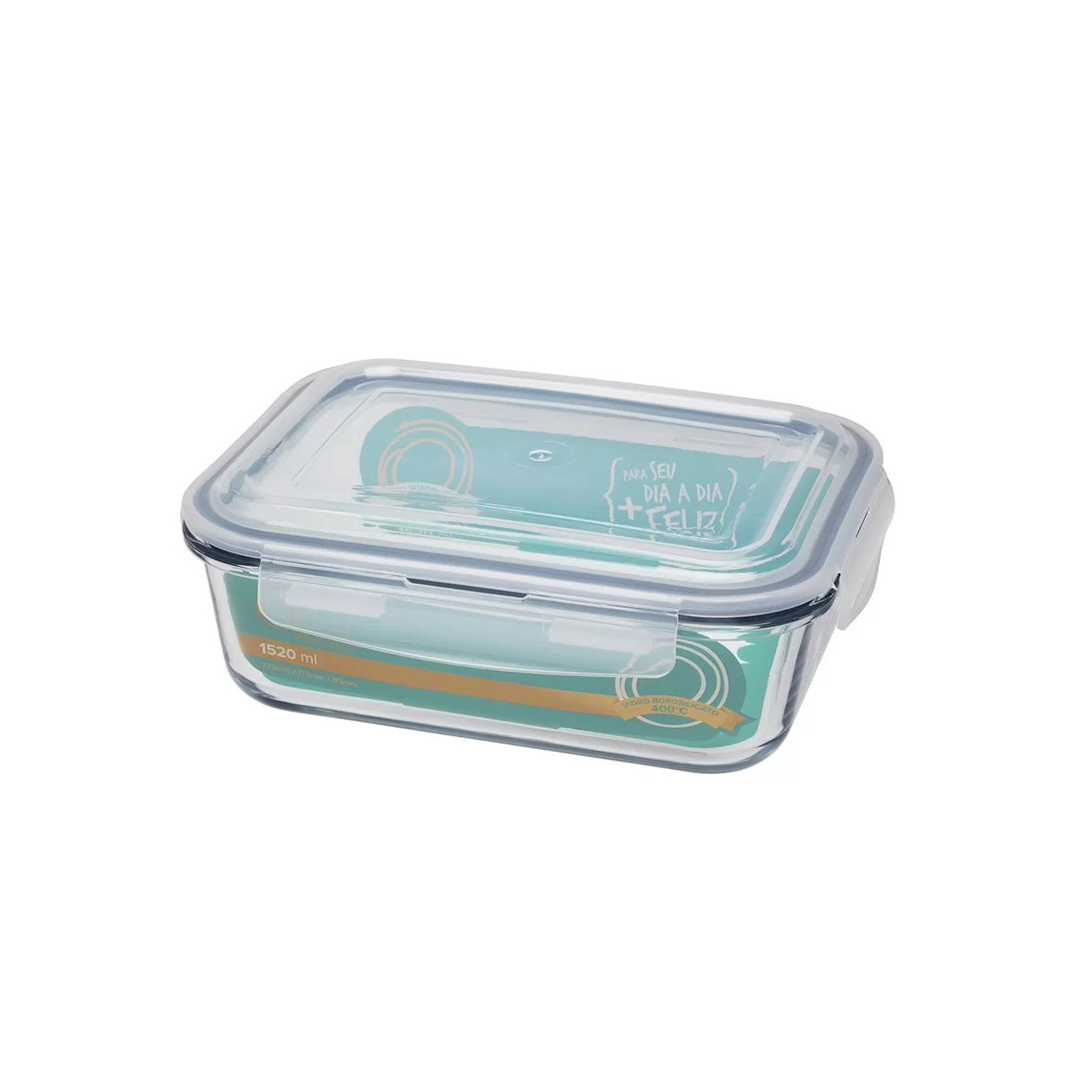 POTE VIDRO HERMETICO RETANGULAR 370ML